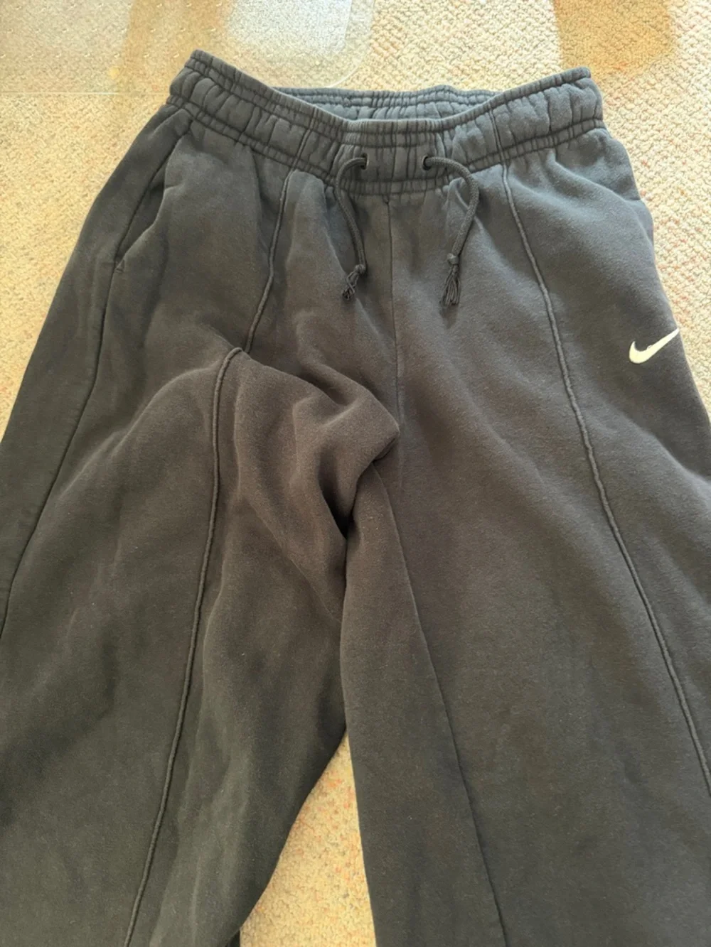 Nike Black Track Pants with White Swoosh